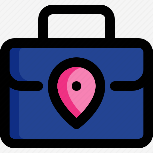 Workplace, briefcase, suitcase, pin, location icon - Download on Iconfinder