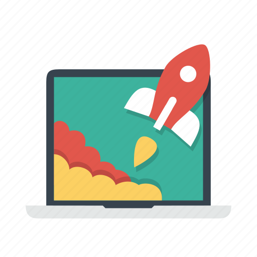 Laptop, notebook, rocket, start, startup, takeoff icon - Download on Iconfinder