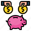 bank, coin, funding, investment, money, piggy 
