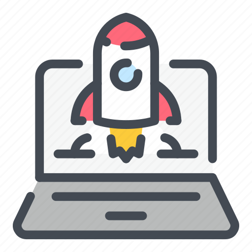 Company, laptop, launch, rocket, space, spaceship, startup icon - Download on Iconfinder