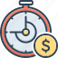 beneficiary, capitalization, chronometer, clock, clock with dollar sign, management, turnover 