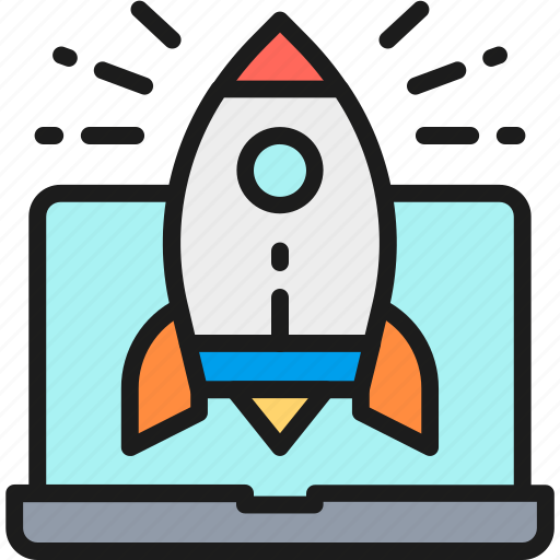 Business, concept, laptop, launch, rocket, start, startup icon - Download on Iconfinder