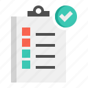 checklist, document, list, clipboard, file