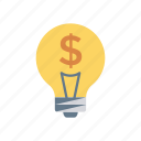 bulb, cash, creativity, idea, money