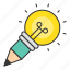 bulb, idea, light bulb, pencil, startup 