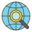 find, globe, magnifier, search, startup 