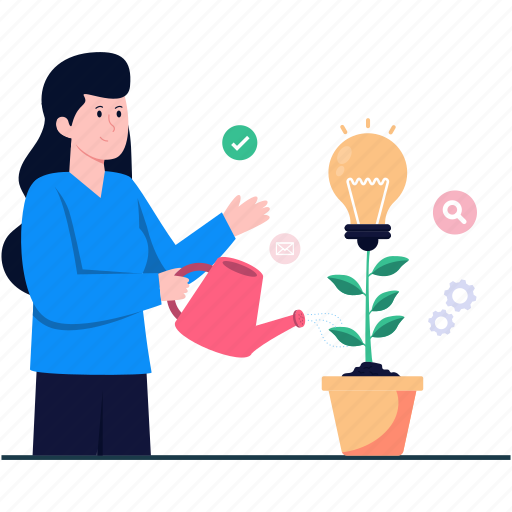 Idea growth, creative growth, idea plant, innovative growth, growing plant illustration - Download on Iconfinder