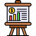 presentation, analytics, bar, graph, dollar, finance, statistics, sales, report