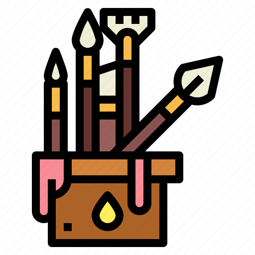 Brush, bucket, artist, paint, stationery icon - Download on Iconfinder