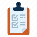clipboard, list, stationery, checklist, report, document, plan