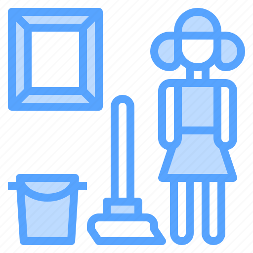 Cleaner, cleaning, mop, pail, woman icon - Download on Iconfinder