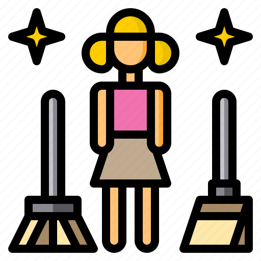 Beson, broom, dustpan, swab, woman icon - Download on Iconfinder