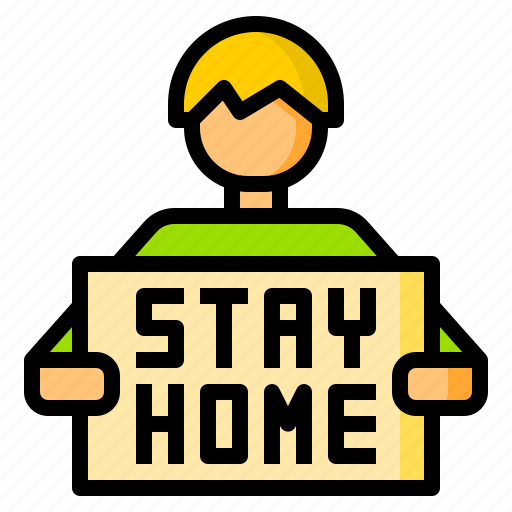 Campaign, home, man, placard, stay icon - Download on Iconfinder