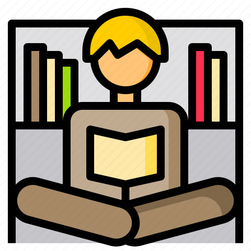 Books, bookshelf, man, read, reading icon - Download on Iconfinder
