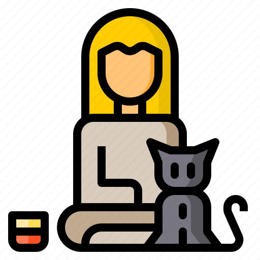 Cat, fashion, pets, relax, sit, woman icon - Download on Iconfinder