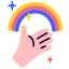 rainbow, hand, stars 