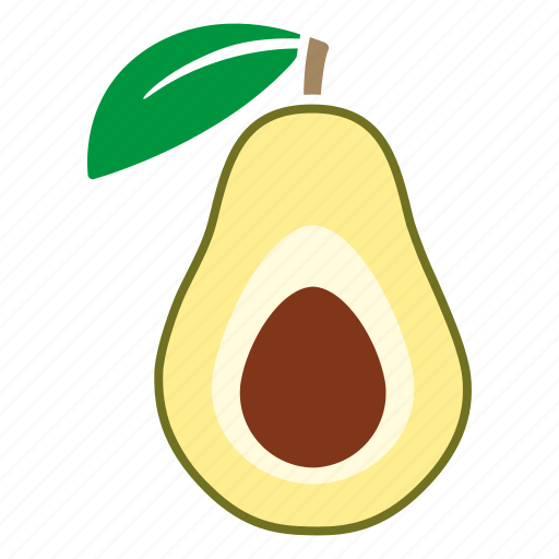 Avocado, food, fruit, halved, leaf, sticker icon - Download on Iconfinder