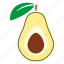 avocado, food, fruit, halved, leaf, sticker 