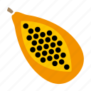 food, fruit, halved, papaya, seeds, sticker
