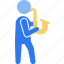 saxophone, trumpet, musician, musical instrument, instrument, musical, stick figure 