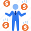 income, profit, earnings, money, startup, new business, company, finance, stick figure 
