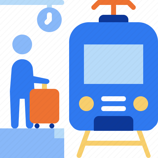 Train, waiting, train station, railway, transportation, public transportation, travel icon - Download on Iconfinder