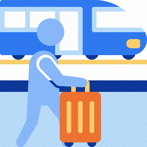 Walking, walk, train, train station, railway, transportation, public transportation icon - Download on Iconfinder
