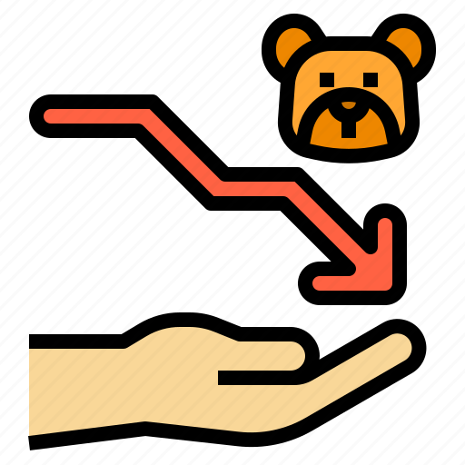 Downtrend, hand, bear, investment, candlestick icon - Download on Iconfinder