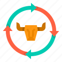 bull, market, stock, circle, arrow, trading, return