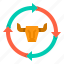 bull, market, stock, circle, arrow, trading, return 