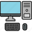 computer, desktop, device, hardware, pc, personal, workplace, icon 