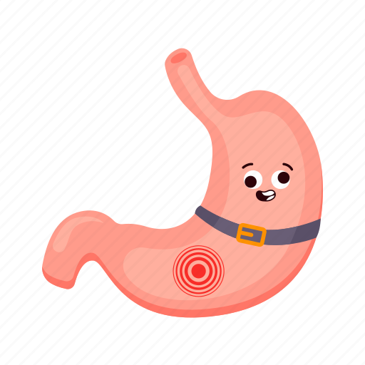 Cartoon, flat, icon, stomach, digestion, pain, symptom icon - Download on Iconfinder