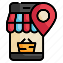 basket, online, shop, gps, shopping, location, store icon