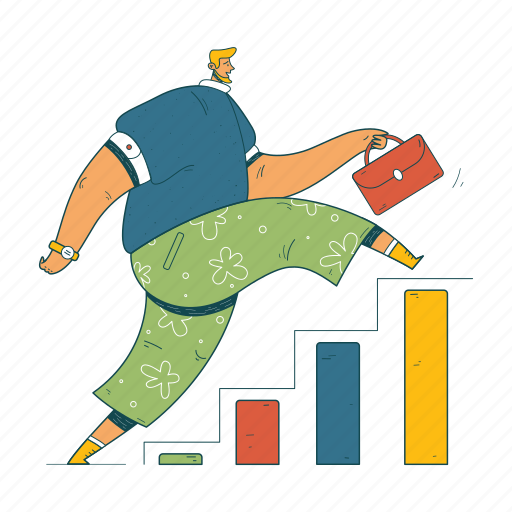 Goes, career, ladder, bar, chart, graph, management illustration - Download on Iconfinder