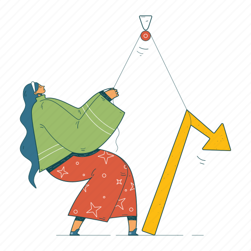 Tries, raise, arrow, growth, decline, graph, down illustration - Download on Iconfinder