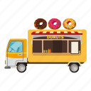 cartoon, donut, mobile, snack, truck, val94, vector