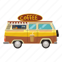 cafe, cartoon, illustration, mobile, val94, van, vector