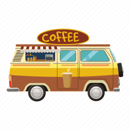 Cafe, cartoon, illustration, mobile, val94, van, vector icon - Download on Iconfinder