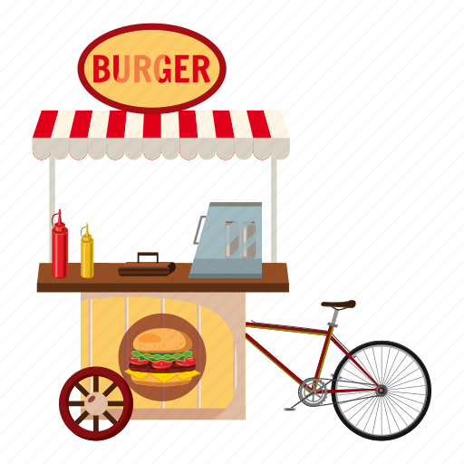 Bicycle, burger, cartoon, mobile, snack, val94, vector icon - Download on Iconfinder
