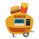 burger, cartoon, mobile, snack, trailer, vector
