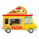 cartoon, mobile, pizza, snack, val94, van, vector