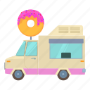 car, cartoon, donut, fast, food, trailer, truck