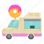 car, cartoon, donut, fast, food, trailer, truck 
