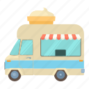 car, cartoon, cream, food, ice, sweet, trailer