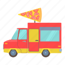 car, cartoon, fast, food, pizza, trailer, truck