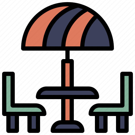 Table, outdoor, umbrella, chair, furniture icon - Download on Iconfinder