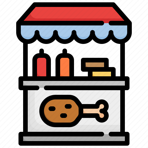 Chicken, food, stall, street, fried, snack, booth icon - Download on Iconfinder