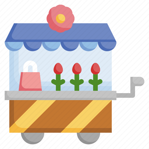 Flower, shop, store, building, cart, commerce icon - Download on Iconfinder