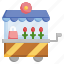 flower, shop, store, building, cart, commerce 