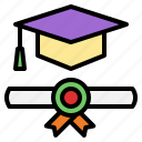 certificate, graduation cap, diploma, education, student